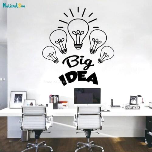 Teamwork Words Business Big Idea Wall Decals 5 Bulb Shapes Self-adhesive Office Decor Novel Art Murals Vinyl Poster YT1791