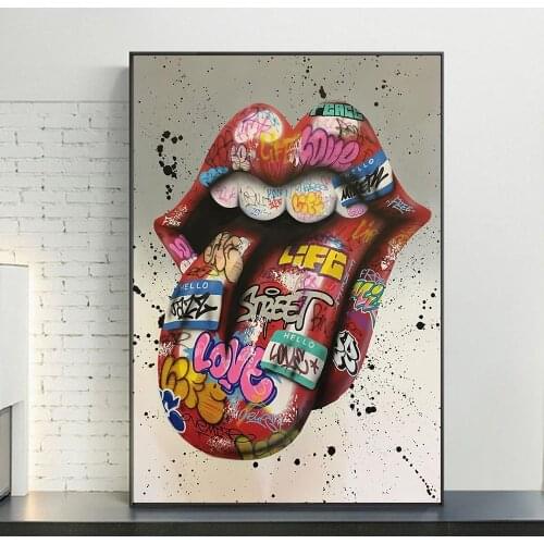 Loving Kiss Graffiti Art Paintings on the Wall Art Posters and Prints Street Art Canvas Pictures For Living Room Home Wall Decor