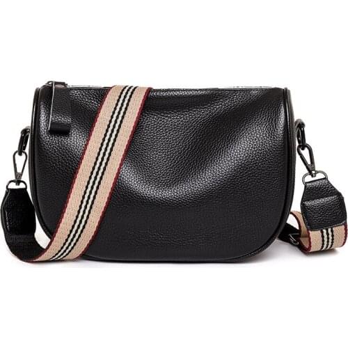 New Head layer cowhide Crossbody Bags For Woman Solid Color Soft Leather Shoulder Bag High Qulity Fashion Saddle Bag Handbags