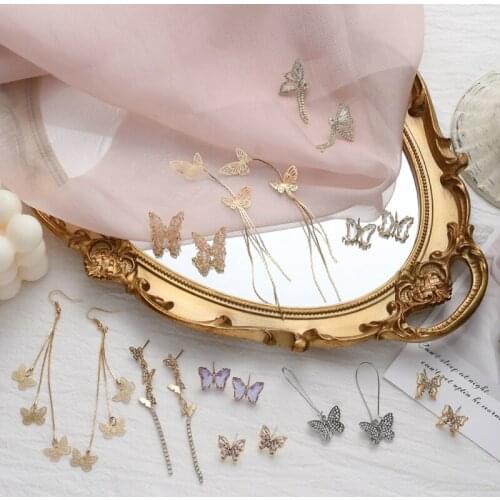 New Vintage Earring Jewelry Fashion Multi-color Butterfly Shape Earring Pendant for Women 2021 Simple Alloy Earrings Party Gift