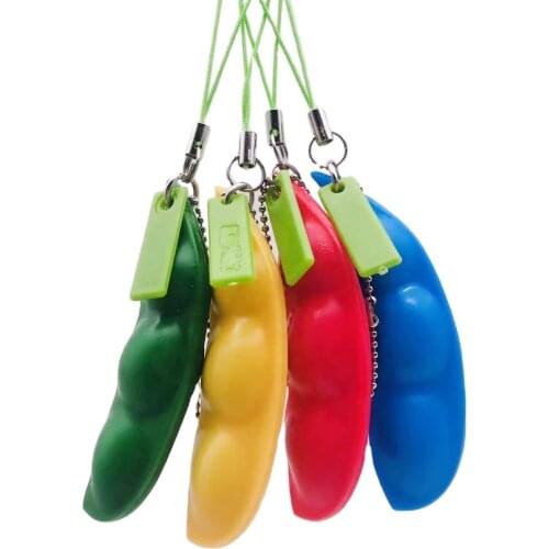 NEW Colorful Infinite Squeeze Edamame Peanut Figet Stress Toys Peas Beans Keychain Fidget Decompression Anti Stress Adult Gift