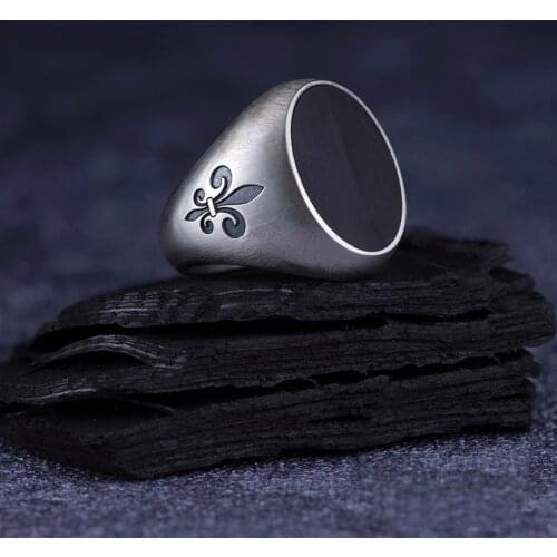 Onyx 925 Sterling Silver Engraved Matte Special-Sanded MountTraditional Handmade Turkish Signet Ring Jewelry Gift for Women Men