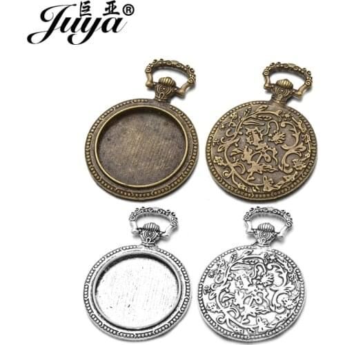 20PCS Vintage Flower Carved 30mm Cabochon Pendant Base Charms For Necklace Keychain DIY Jewelry Making Crafts Finding Accessory