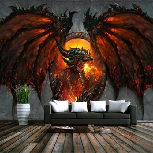 Beibehang Custom photo background wallpaper mural painting the living room TV cartoon dragon painting 3D large mural wallpaper