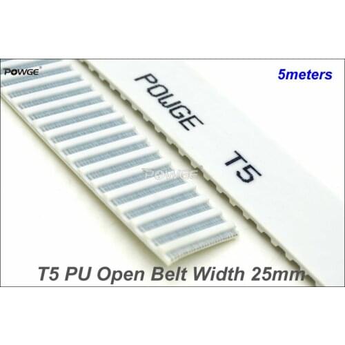 POWGE 5meters T5 Open-End Timing Belt T5-25 Width=25mm PU With Steel Core T5 25 AT5 Belt Fit T5 Timing Pulley For CNC RepRap