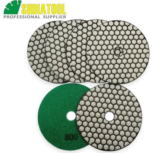 SHDIATOOL 6pcs 125mm #800 dry polishing pads diameter 5inch Resin bond diamond flexible sanding disc