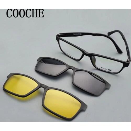 Full Frame Mens Eyeglasses Night Vision Glasses Anti-blue Match Magnet Clip on Sunglasses Myopia Radiation Polarized PEL2076