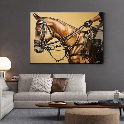 Modern Gold Horse Painting Wall Pictures for Living Room Canvas Painting Animal Wall Art Pictures Unframed Canvas Posters Prints