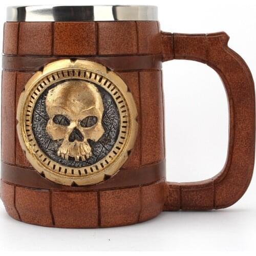 Stainless steel beer glass GOLD skull MUG water cup Halloween gift