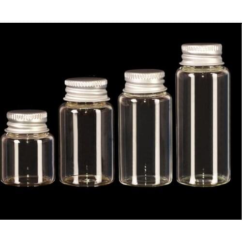 50PCS Glass Jar Essential Oil Bottle with Aluminum Lid 27mm Dia. Glass Bottle DIY Wishing Vial Drift Bottle 8ML 15ML20ML 25ML