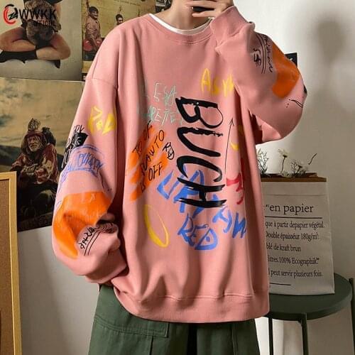 WWKK 2021 Hip Hop Hoodie Sweatshirt Men Streetwear Graffiti Print Hoodie Pullover Cotton Autumn Harajuku Punk Clothes New