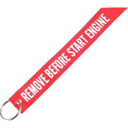 Remove Before Flight Streamer Key Chain Chaveiro Red Keychain Remove Before Start Engine Motorcycle Streamer Key Ring Jewelry