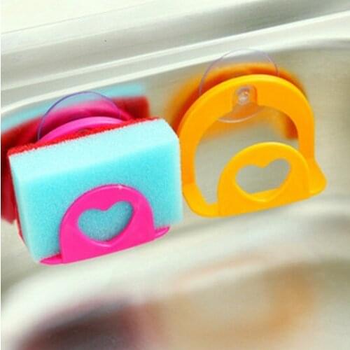 1PC Convenient Plactic Rack Sponge Holder Kitchen Cleaning Towel Organizer Wall Hanger Pool Hanging Holder With Suctions KW 018