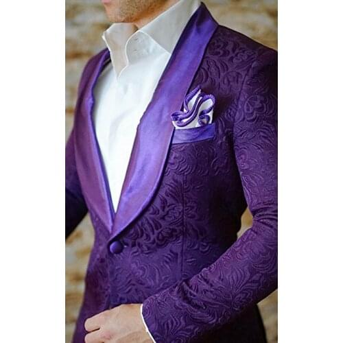 High Quality Embossing Groomsmen Shawl Lapel Groom Tuxedos Men Suits Wedding/Prom Best Man Blazer ( Jacket+Pants+Tie) A12