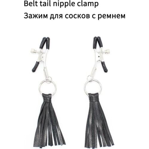 Sex Leather Tail Breast Clamp Clips Stainless Steel Metal Chain Nipple Shaking Clamps Breast Clip Sex Slaves Sex Toys Stimulate