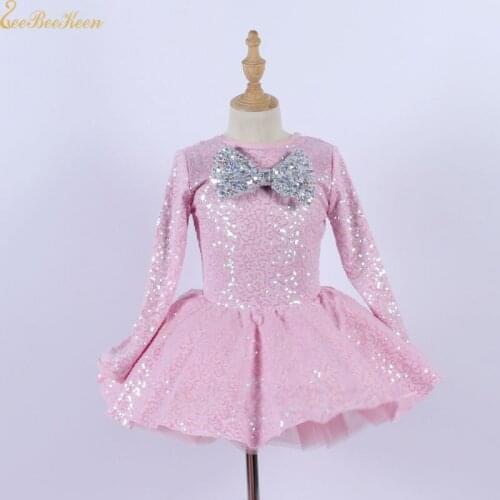 Girl Tutu Ballet Dress Sequin Big Bow Dance Dress Children Professional Ballet costume For Women Sequins Performance Dance Dress