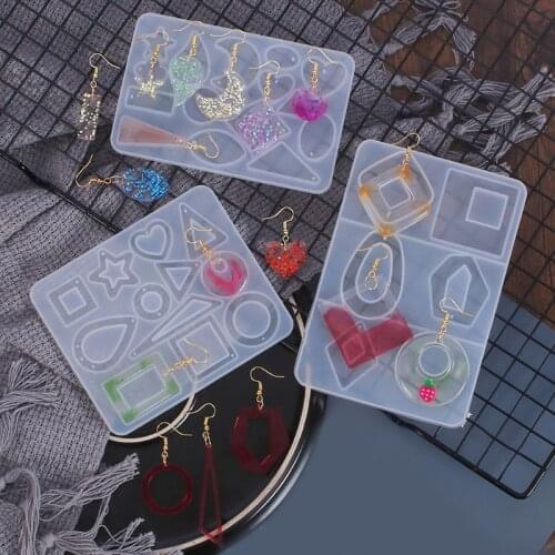 1 Set Crystal Epoxy Resin Mold Earring Pendant Casting Silicone Mould Handmade DIY Crafts Jewelry Making Tools