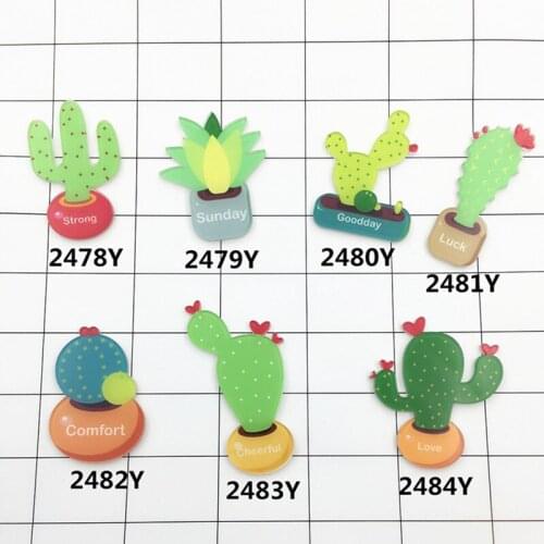 12 Pieces/Lot Cartoon Plant Brooches For Clothing Icon Backpack Scarf Pin Women Men Acrylic Cactus Badge Jewelry Accessories