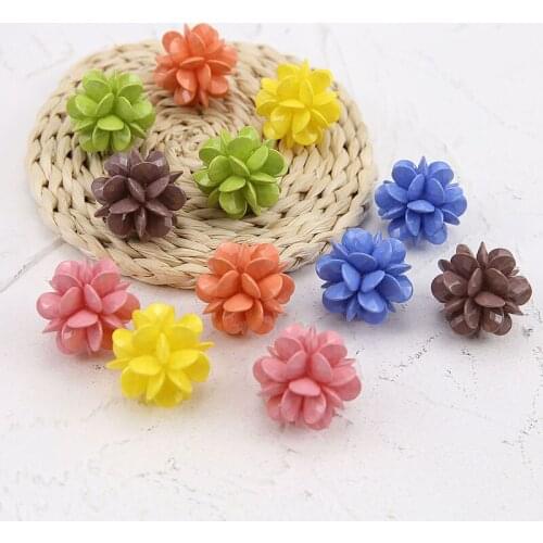 2pcs Korean Vintage Fresh Resin Earrings For Women three-dimensional Flower Beads Pendant Drop Earrings Diy Jewelry Accessories