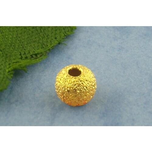 300PCs gold color Stardust Ball Spacers Beads 4mm Dia. (B01254)