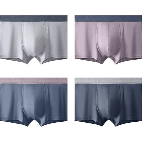 4Pcs Mens Underwear Cotton Non-Sultry Boxers Casual And Comfortable Man Pants Mid Waist Large Size Male Panties Size