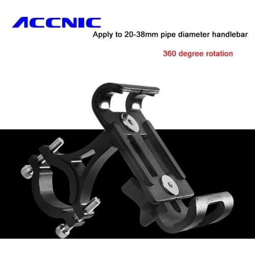 ACCNIC 360 Degree Rotation Mobile Phone Holder Stands for iphone x xr 8 Metal CellPhone GPS Mount Holder Mountain Bike Mount