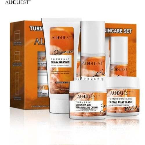 Face Care Sets 5PCS Turmeric Facial Serum Acne Treament Cream Mask Blackhead Cleanser Anti-wrinkle Skin Moisturizing Refreshing