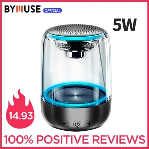 BYMUSE C7 Pro "5W" Wireless Bluetooth Speakers LED Lights Stereo Column Portable Speaker TF Card FM For Phones Speaker HIFI