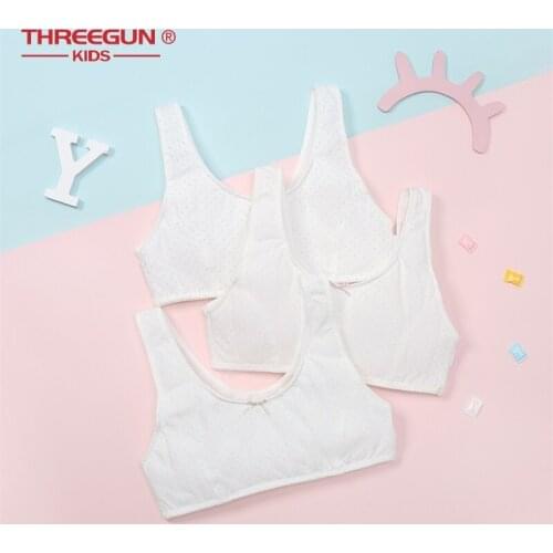 THREEGUN Girls Bra Cotton Training Bra For Girls Teenage Underwear Bra Young Student Puberty Lingerie