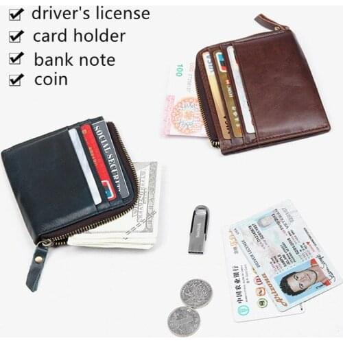 Business Fashion Genuine Leather Coin Purse Men Money Cash Purse Zipper Credit ID Card Holder Portable Wallet For Women 2021