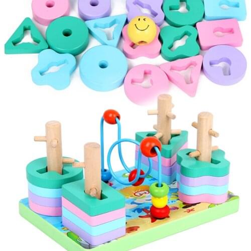 Kids Montessori Early Education Geometric Shape Pairing Toy Kindergarten Wooden Shape Pairing Jenga Education Tool