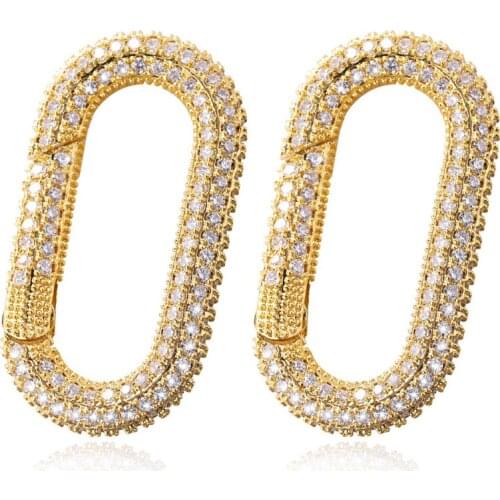 Copper Metal oval Clasps Hooks With Jump Rings Gold Color End Clasps Connectors Necklace For women Findings Jewelry Making