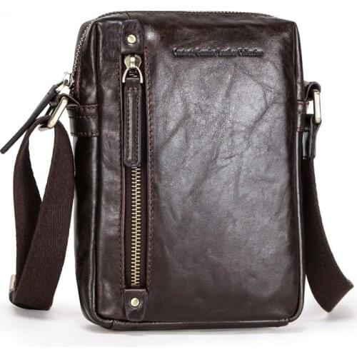 Fashion casual leather mens messenger bag European and American trend small mobile phone shoulder bag