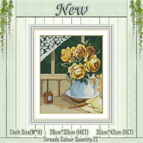 Yellow rose diy decor paintings counted printed on the canvas DMC 11CT 14CT kits chinese Cross Stitch embroidery needlework Sets
