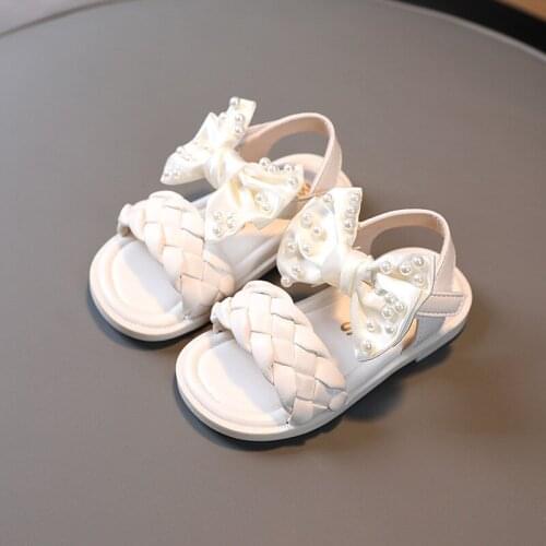 1 2 3 4 5 6 Years Toddler Fashion 2021 Summer Girls Sandals Child Beach Shoes Princess Weave Bow Elegant Baby Shoes Kids Sandals