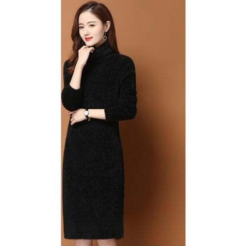 2020 Autumn Winter New Women Thick Turtleneck Sweater Dress Fashion Slim Warm Long Pullover Sweater Sexy Lady Bottoming Shirt