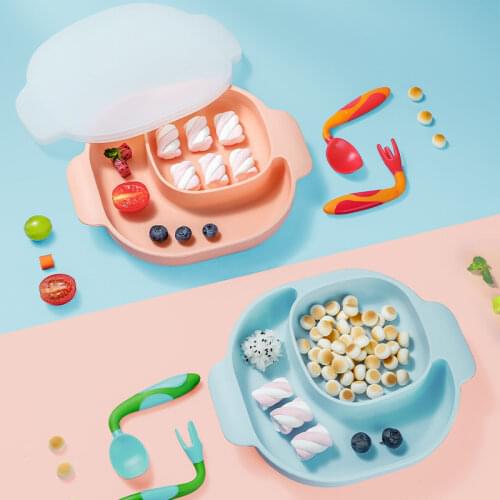 Childrens Dishes Baby Silicone Sucker Bowl Baby Smile Face Plate Tableware Set Smile Face Baby Tableware Set Kids Plate