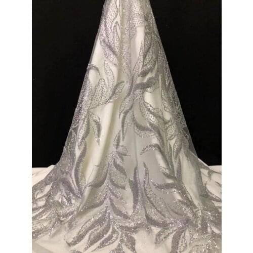 Glued Glitter tulle fabric SYJ-598813 for beautiful dress special glued beaded glitter net Lace Fabric