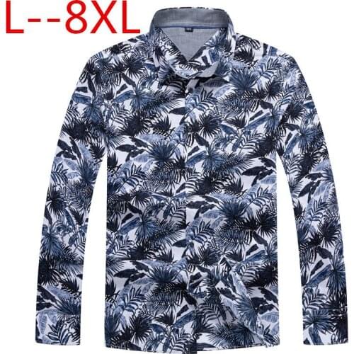 10XL 8XL 6XL 5XL 4XL Casual Men Shirt Long Sleeve Europe Style Slim Fit Shirt Men High Quality Cotton Floral Shirts Mens Clothes