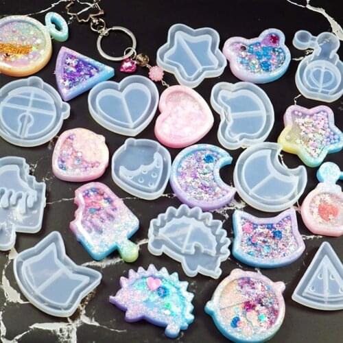 Hot Shaker Silicone Molds Epoxy Resin Bear Star Popsicle Chain Jewelry Tool Shiny Craft Shaker Charms DIY Mold mold Key W0G1