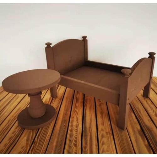 T5EC Newborn Posing Mini Bed Baby Photo Shooting Props Wooden Crib for Infant Photography