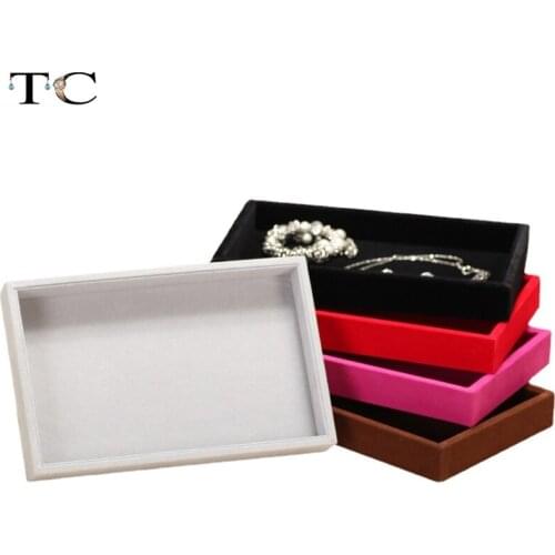 Velvet Jewelry Storage Tray Necklace Ring Bracelet Holder Display Drawer Gray Jewelry Organizer Case Storage Box