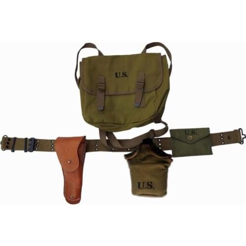 WW2 US SOLDIER EQUIPMENT M36 HAVERSACK 1911 HOLSTER CANTEEN UNION MILITARY SOLDIER COMBINATION