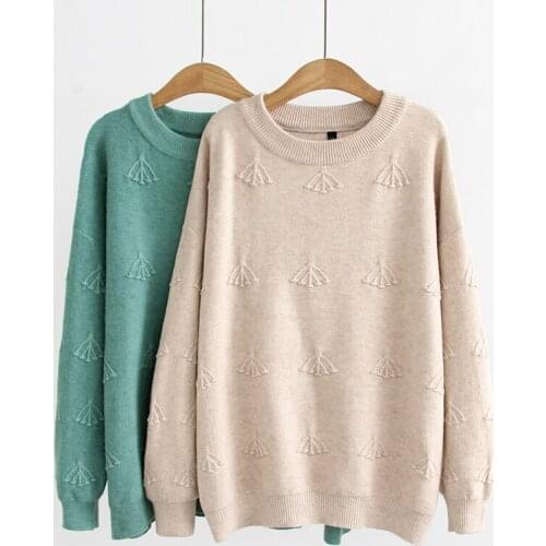 Plus Size O-Neck Emboss Wool Loose Women Sweaters 2021 New Autumn Winter Casual Ladies Knitted Pullovers Tops Female Clothing