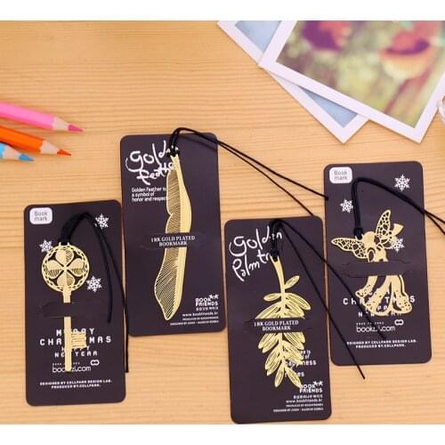 200pcs/lot 4 Styles Party Favor Angel Gold Metal Bookmark Boxed For Baptism Baby Bridal Shower Christening Wedding Favours