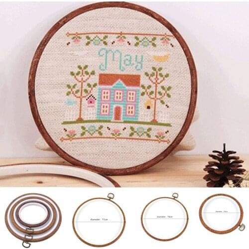 3pcs/set Wooden Embroidery Hoops Frame Set Cross Stitch Hoop Ring Imitated Circle Set Display DIY Needlecraft Sewing Tools