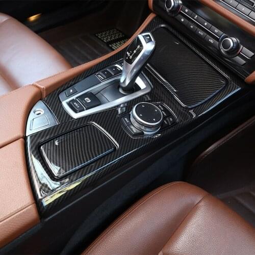 3 Pcs Carbon Fiber ABS Center Console Gear Shift Panel Cover Trim For BMW 5 Series F10 2014-17 520li 525li 530li Car Accessories
