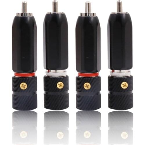 4Pieces ACROLINK PF-120 Rhodium Plated RCA Plug Insulated 9mm Cable Phono Connector