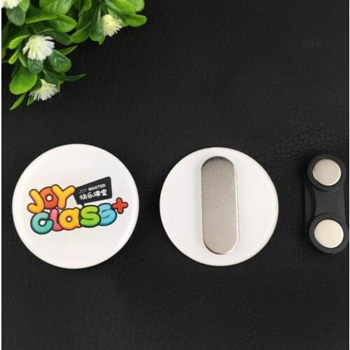 50pcs 44*44mm custom logo name badge with magnetic round plastic name staff tags magnet badge holder with epoxy face
