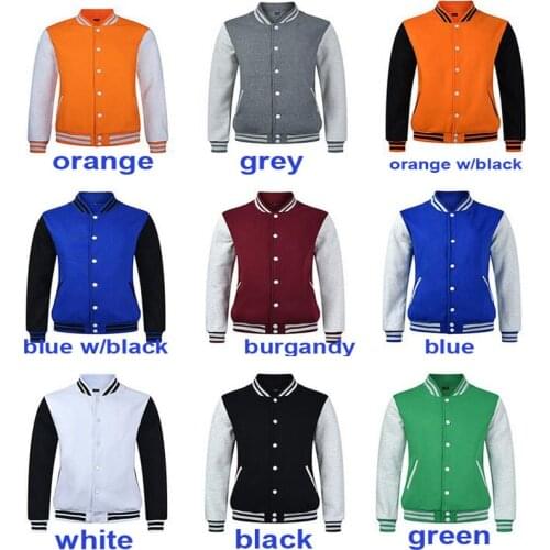 Baseball jackets, shirts, baseball hood, fleece inside, various colors available, please read size chart before order